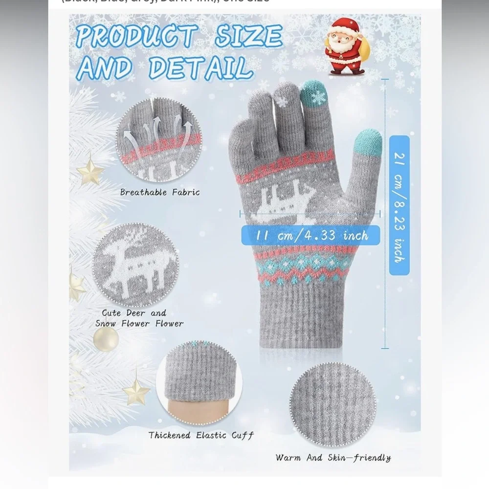 🆕 4 Pairs Women's Winter Touch Screen Gloves Warm Fleece Lined Knit Gloves
